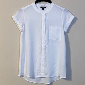 Simply Vera Verawang White Short Sleeve Button-Up Blouse Size S